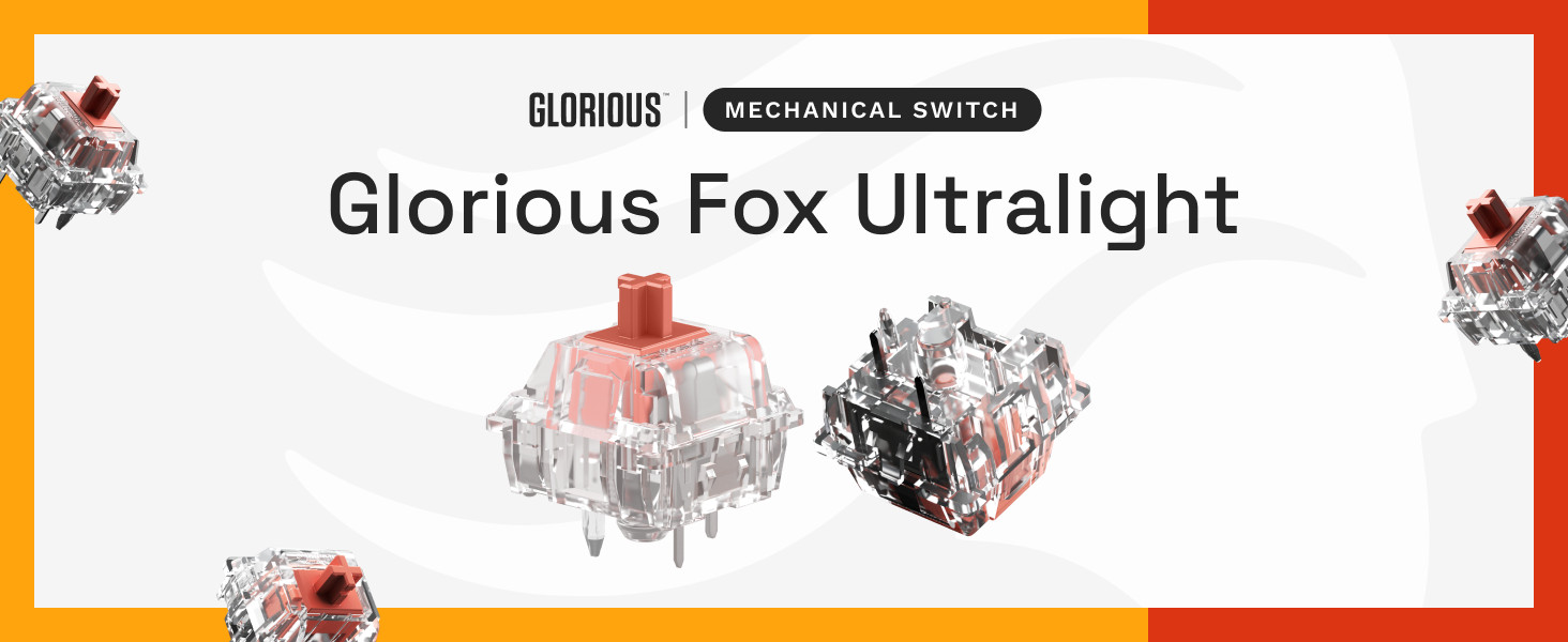 A large marketing image providing additional information about the product Glorious Fox Switch Set - Ultralight - Additional alt info not provided